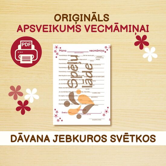 ORIĢINĀLS APSVEIKUMS VECMĀMIŅAI